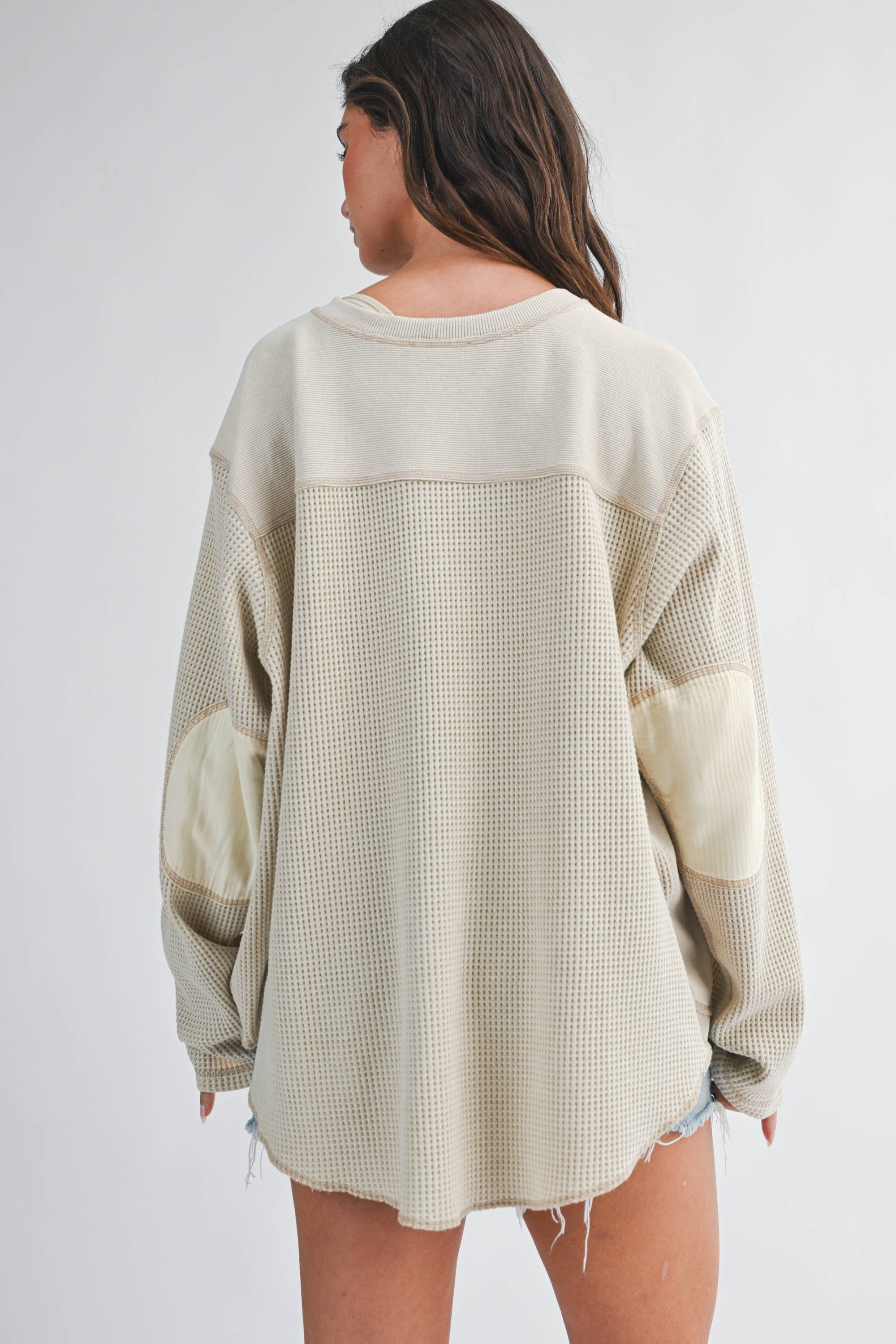 Oat Waffle Knit Top