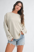 Oat Waffle Knit Top