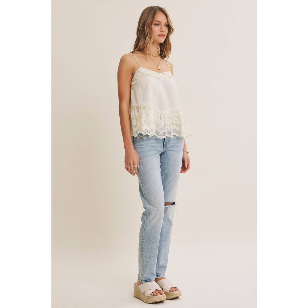 Pearl Lace Flare Cami