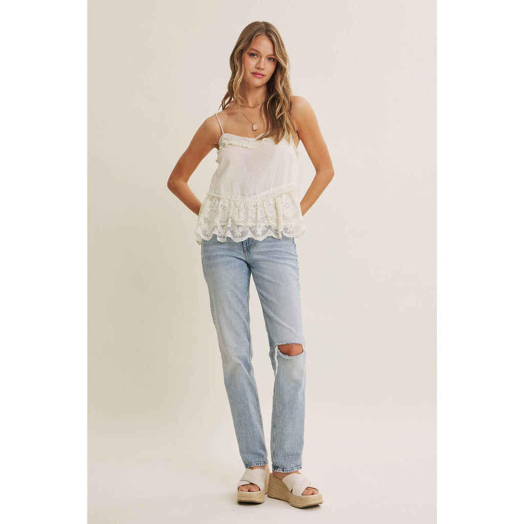 Pearl Lace Flare Cami