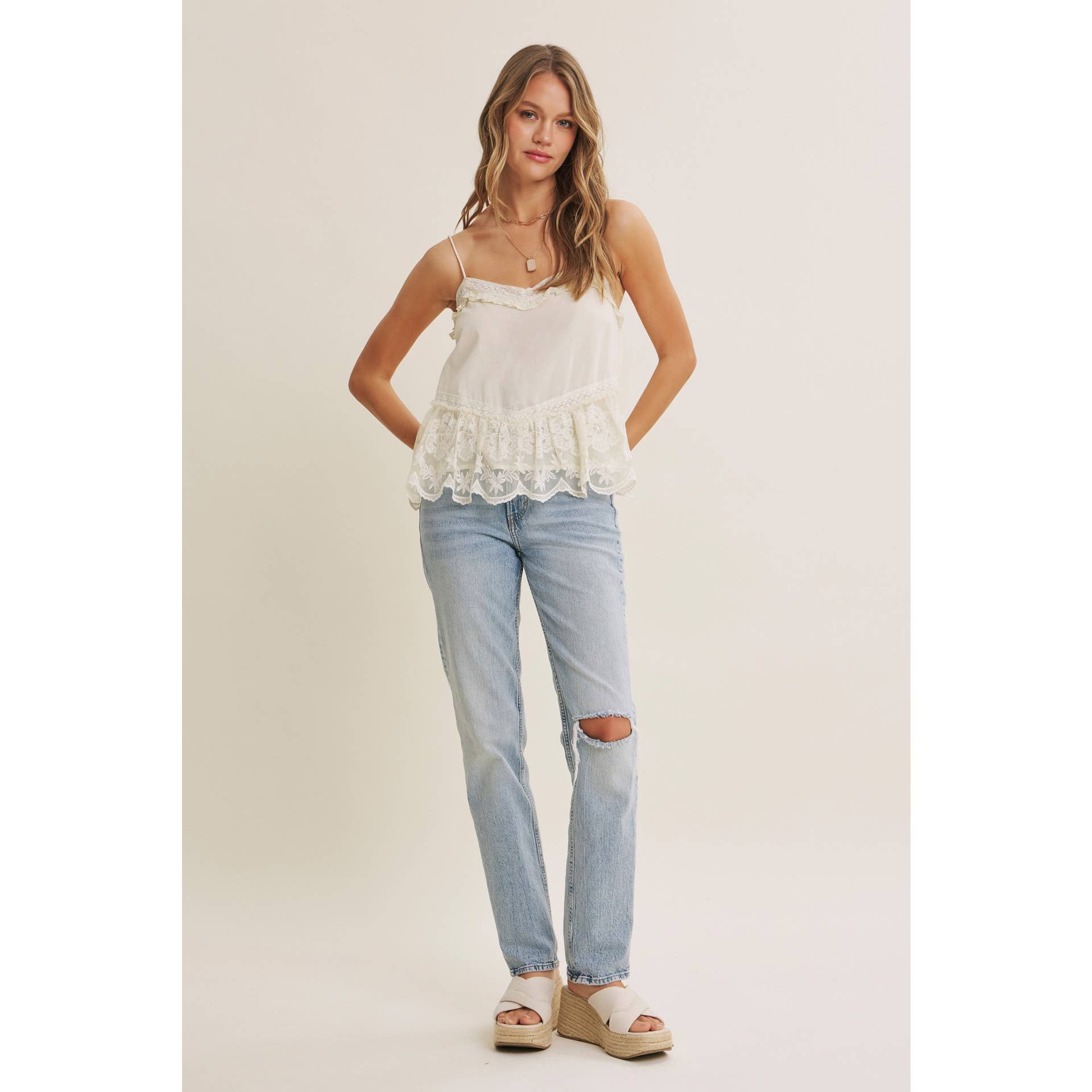 Pearl Lace Flare Cami