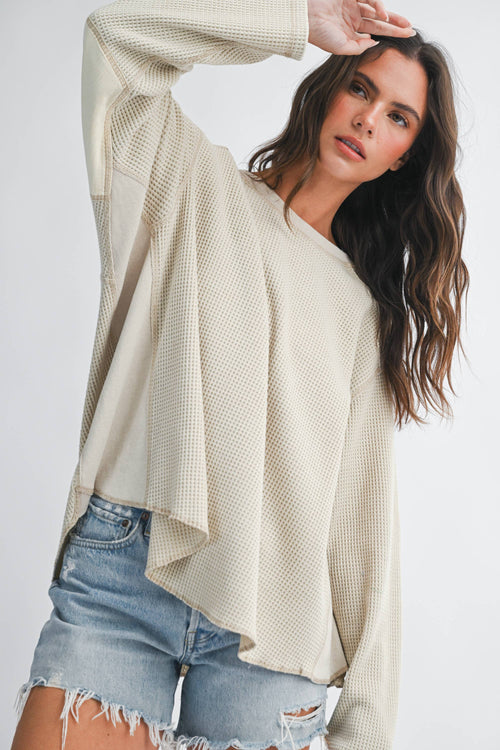 Oat Waffle Knit Top