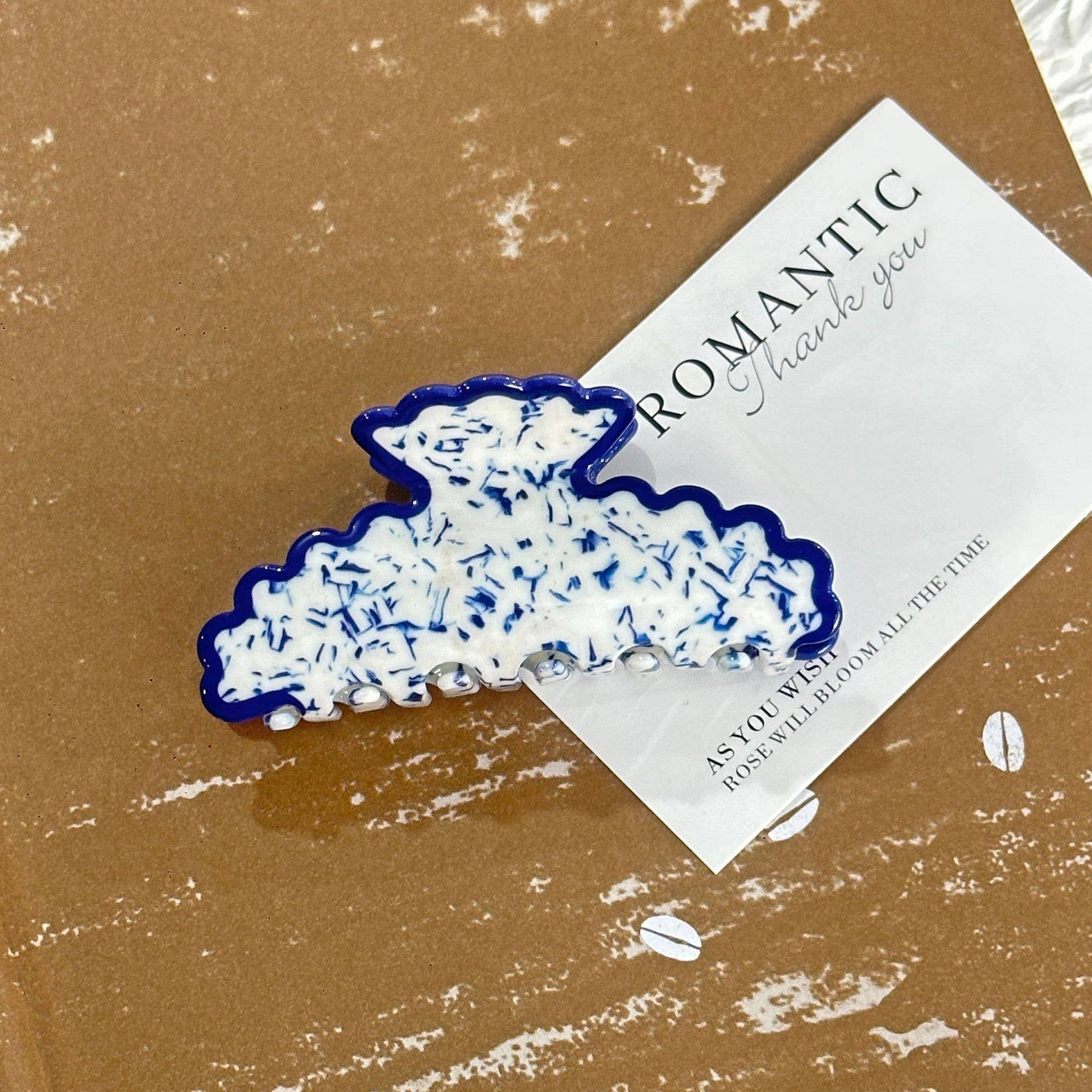 Vintage Porcelain Half Moon Claw Clip