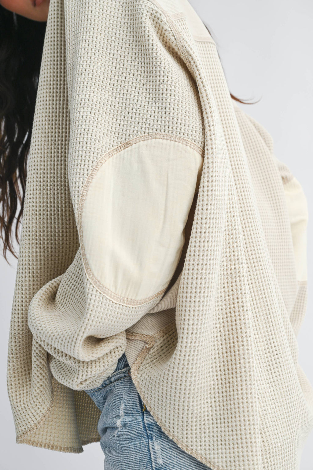 Oat Waffle Knit Top