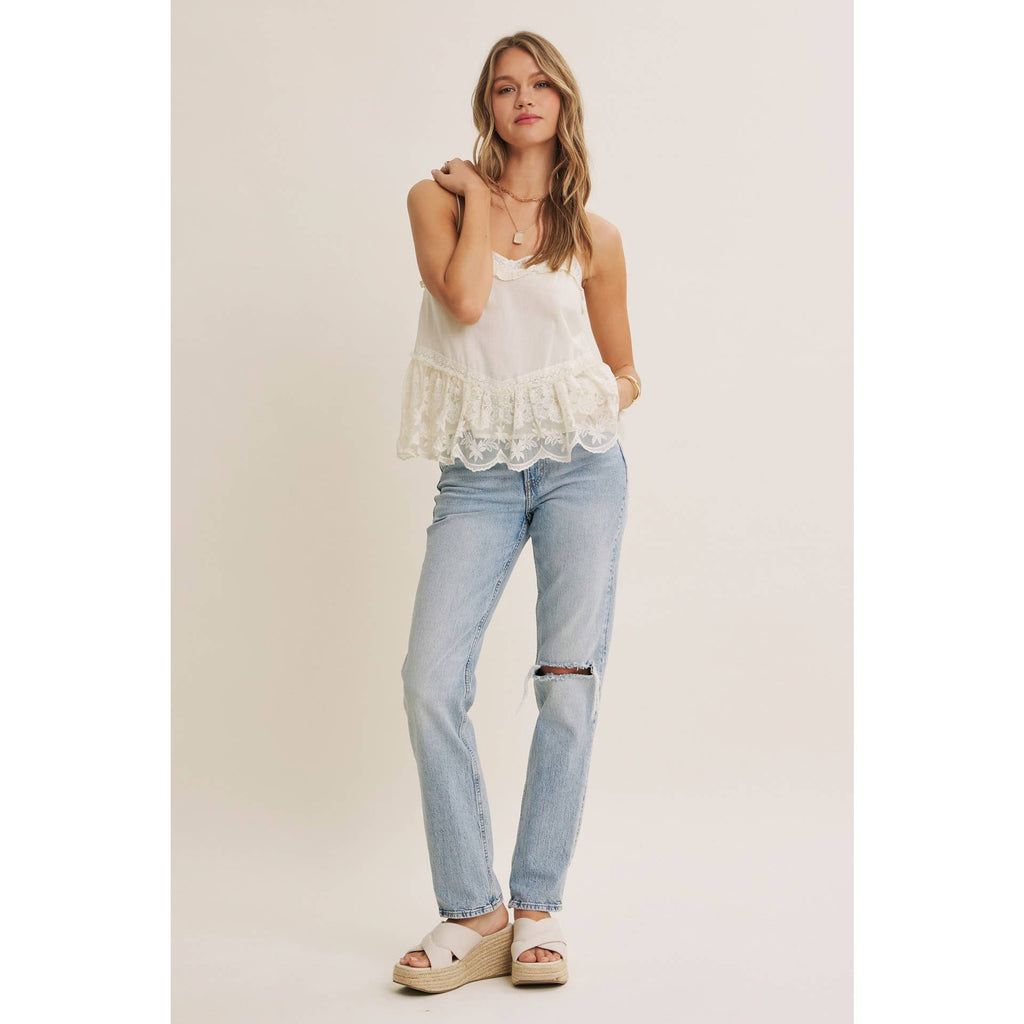 Pearl Lace Flare Cami