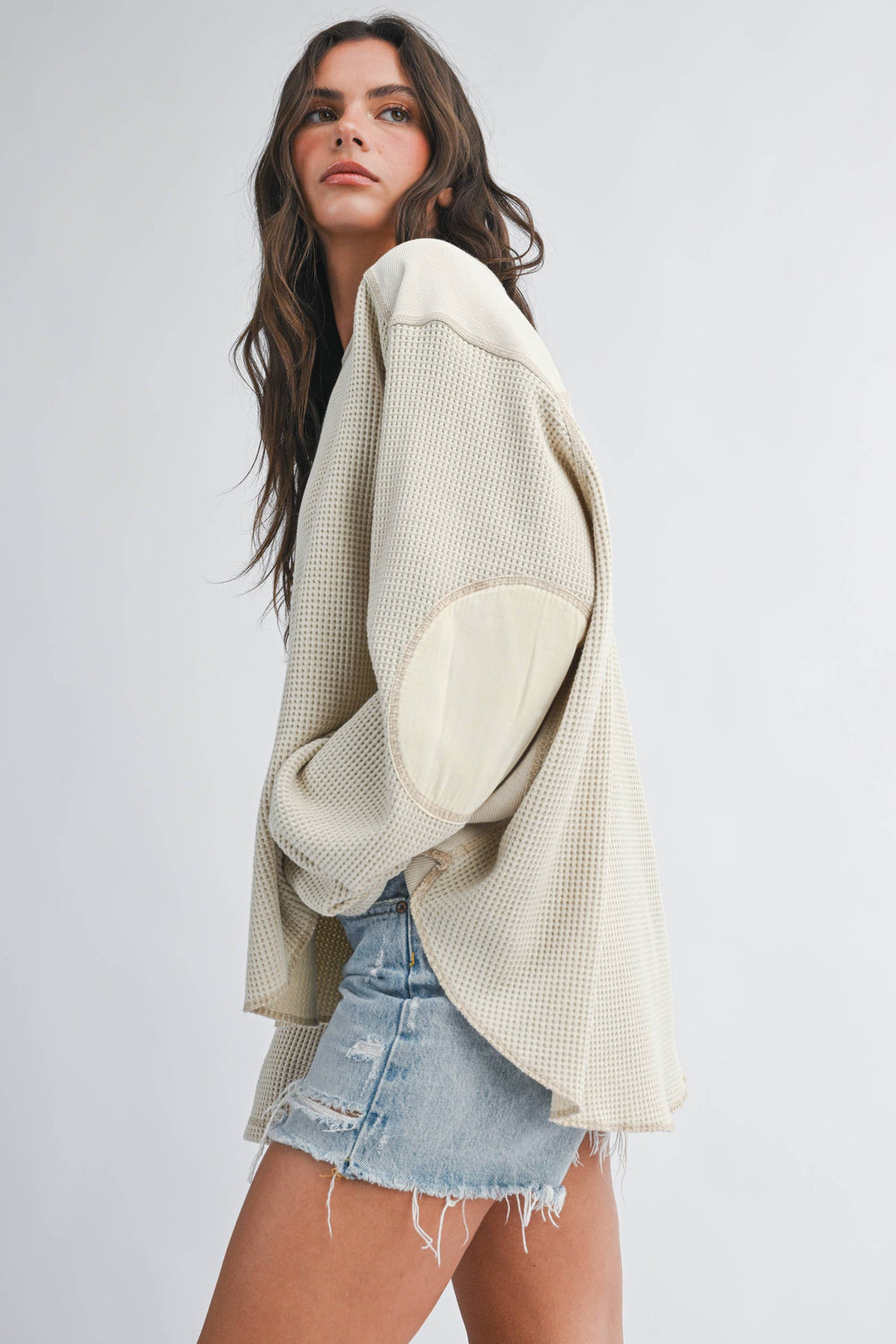 Oat Waffle Knit Top