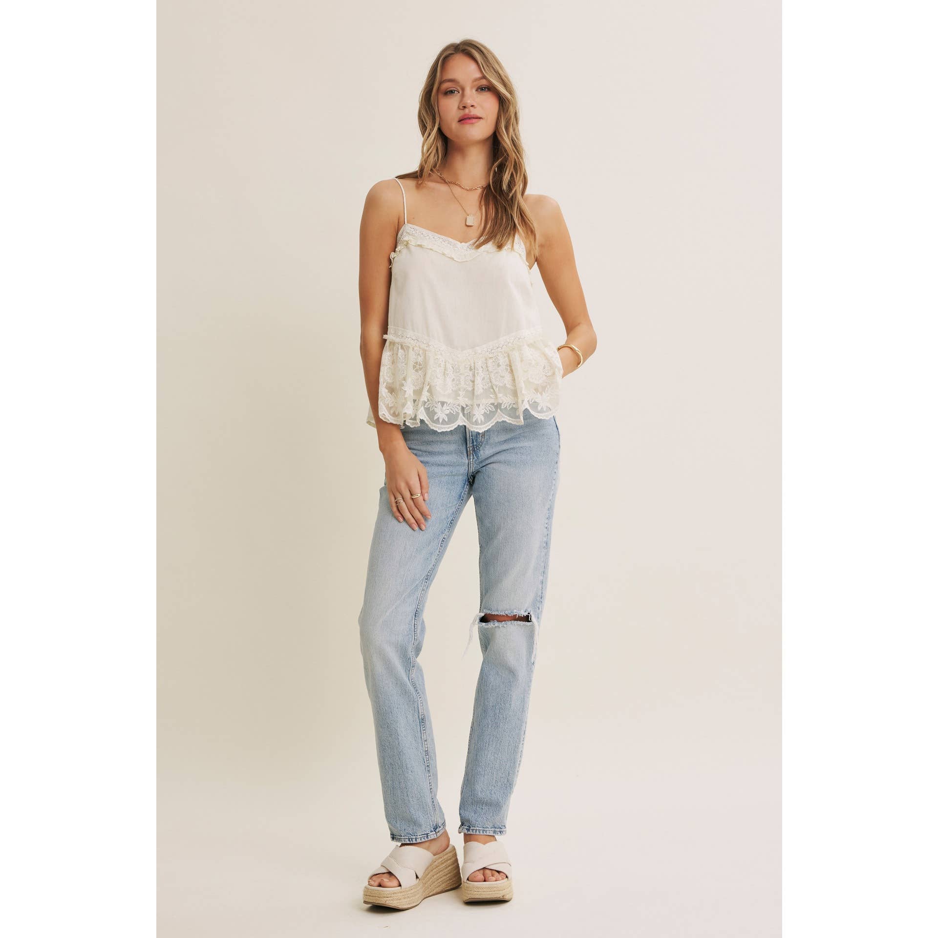 Pearl Lace Flare Cami